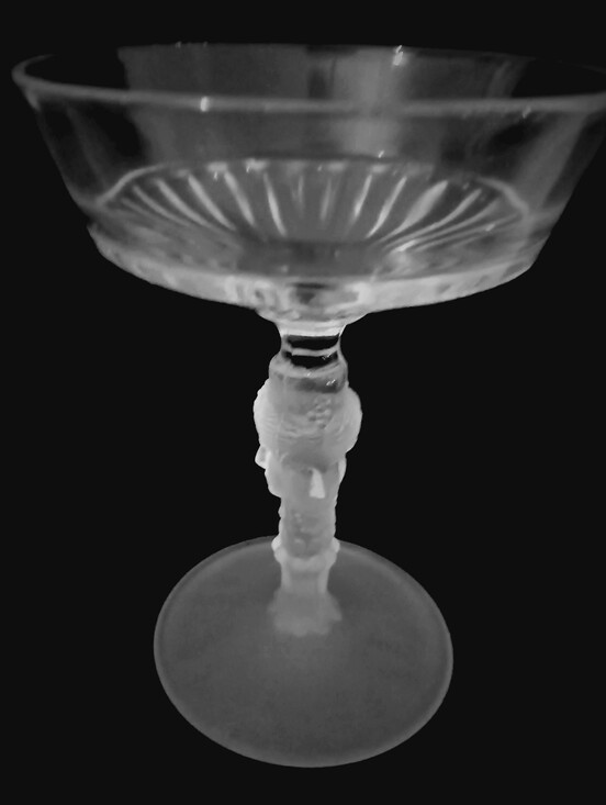 Mma Other - MMA Champagne Glasses with 3 FACES on Frosted Glass Pedestal Set Of 4